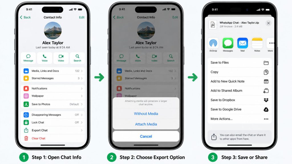 How to export chats on WhatsApp
